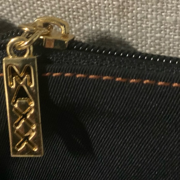 Maxx New York Handbag Medium Black Fabric/Leather Strap Trim Gold Hardware - Picture 11 of 16
